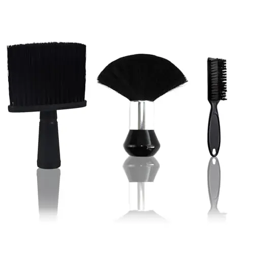 Lot de 3 Brosse Barber – Brosse de Cou, Brosses à Cheveux, Brosses de Coiffure, pour enlever les cheveux cassés du cou et des oreilles post-coupe, adapté aux Barbers, salons & maison