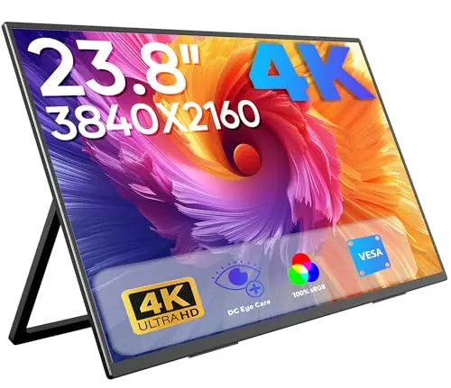 MAGICRAVEN Écran Portable 4K 23,8", Moniteur Portable UHD 3840x2160 IPS 100% sRGB avec Haut-Parleurs, Connexion USB-C/HDMI, Ecran PC Portable pour Ordinateur Portable/PC/Mac/Téléphone/PS5/PS4/Switch