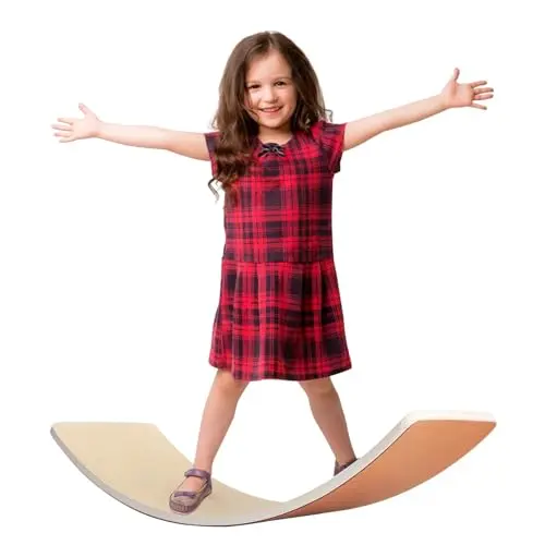 Planche D'équilibre en Bois Enfant Balance Board Planche D'équilibre Incurvée Wobble avec Feutre, Pouvant Supporter Jusqu'à 200 Kg
