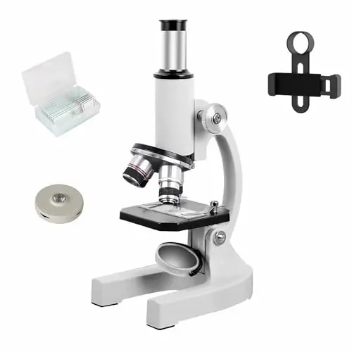 Microscope pour étudiants et Adultes-Grossissement 200-4000x | Microscope éducatif Biologique Puissant,Configuration Lampe de Remplissage, Clip de téléphone, boîte de spécimen