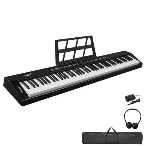 Bonnlo GPP-105 Clavier Numérique 88 Touches Semi-Lestées de Taille Standard, pour Les Amateurs de Piano, Piano Numérique avec MIDI Bluetooth, Casque, Noir
