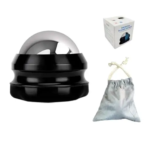Balle de massage manuelle - Rouleau de massage à froid et chaud - Soulage les muscles douloureux - Améliore la circulation sanguine - Noir - Inoxydable - 7,5 x 7 x 7 cm - Imperméable
