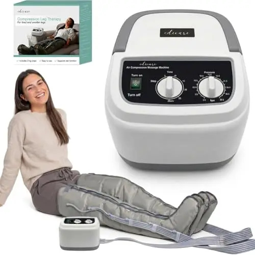Edicare, Bottes Pressothérapie, Drainage Lymphatique, Appareil de Massage, Jambes Pieds Fatigués, Massage et Relaxation, Facile à Utiliser, Eficacité Professionnelle (Dispositif et boucles de jambe)