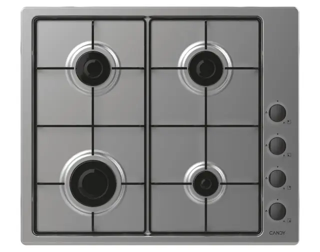 Candy CHW6LBX Plaque de Cuisson à gaz 60 cm, INOX, 59,5 x 51 x 8 cm