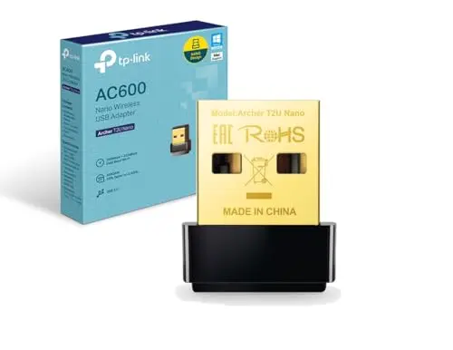 TP-Link Clé WiFi AC600 Mbps Archer T2U Nano, Adaptateur USB WiFi, dongle WiFi, Compatible avec Windows 11/10/8.1/8/7/XP, Mac OS X 10.9-10.13, Noir
