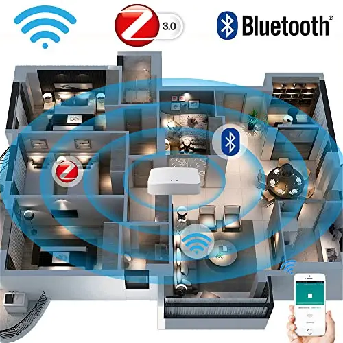 KETOTEK Passerelle Tuya WiFi ZigBee 3.0 Bluetooth Gateway Hub Sans Fil, Smart Life APP Commande, Uniquement pour Appareils Compatibles Tuya