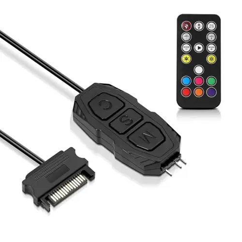 ARGB Controller avec Télécommande Binghe Contrôleur ARGB 5V 3-Pin Alimentation SATA-S Télécommande à 17 touches Couleur de l'interrupteur Concentrateur de ventilateur RGB Pour bandes lumineuses/Fan