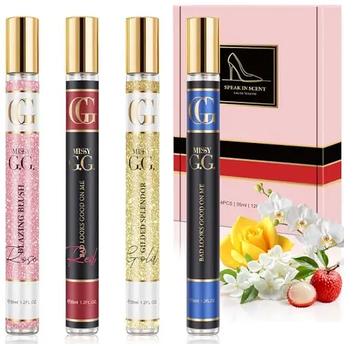 Cadeau parfum femme - Eau de toilette femme 4 x 35 ml mini parfums femme au doux parfum de fleurs et de fruits, en déplacement, cadeau pour elle, Noël, anniversaire, Saint Valentin, fête des mères