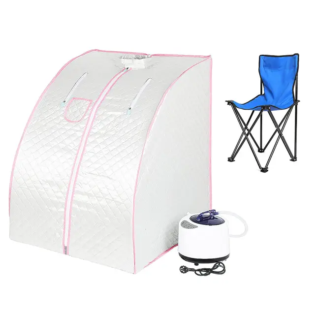 Sauna pliable cabine à chaleur Thérapeutique Spa 1000W Sauna à Vapeur,Sauna e portable,Personal Spa at home avec le contrôleur de température à distance(98x80x70cm) (Argenté)