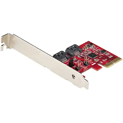 StarTech.com Carte PCI Express SATA 2 ports - Contrôleur PCIe SATA - ASM1166 Raid - Convertisseur PCI Express 2.0 vers SATA - Connecteurs Empilés - Carte d'Extension SATA (2P6GR-PCIE-SATA-CARD)