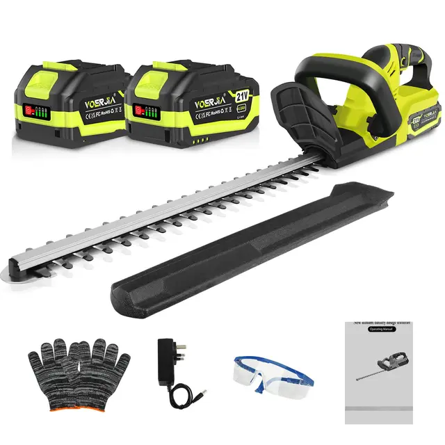 Taille-haie sans Fil VOERJIA 21V avec 2 Batteries 4,0 Ah et Chargeur, Moteur sans balais 750 W, Double Lame 50 cm (20 Pouces) avec indicateur de Charge LED, Taille-haie et cisaille à arbustes