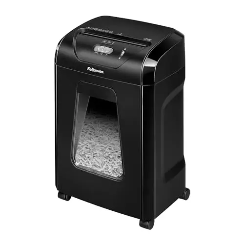 Fellowes FS-15C Destructeur de Documents, Coupe Croisée 15 Feuilles, P4, Bac Extractible 19L, Déchiqueteuse Papier Haute Sécurité, Usage Bureau/Domicile, Silencieux, Noir