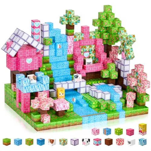 Coolzon Blocs de Construction Magnétiques,154 Pièces Cubes Magnétiques,Ensemble de Blocs Magnétiques pour Construire de 3 à 10 Ans,Jouet Sensoriel Montessori à Empiler,Cadeau Pâques et d'anniversaire