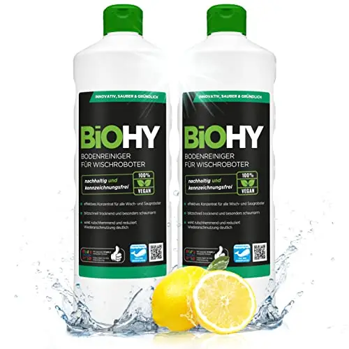 BiOHY Nettoyant de sol pour robot aspirateur laveur (2 x 1l Bouteille) | concentré pour tous les robots d'essuyage et d'aspiration à fonction humide | durable & écologique (Wischroboter)