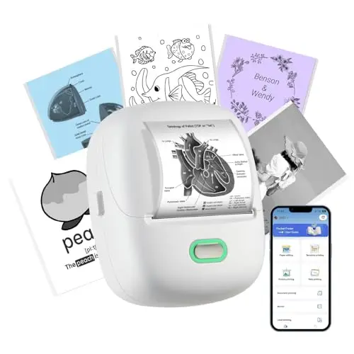 ORGSTA S002 Étiqueteuse Bluetooth Portable Imprimante d'Étiquettes Autocollantes 300 Dpi Mini Étiquette pour Maison, Bureau, École, Cuisine personnalisées, Compatible iOS et Android