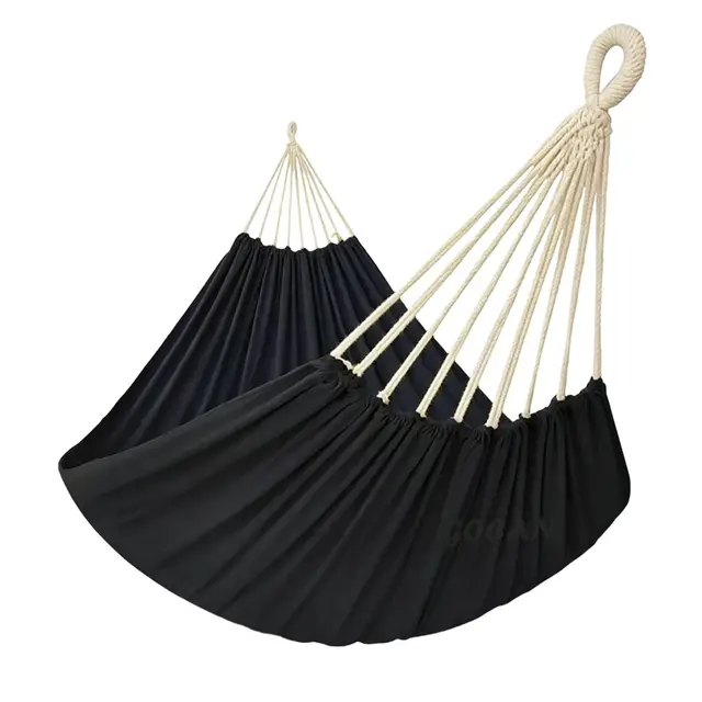 GOCAN Hamac double extra large pour 2 personnes, 330 x 150 cm, capacité de charge de 272,2 kg, en toile de coton pour terrasse, porche, jardin, cour, extérieur et intérieur, XXL (noir)