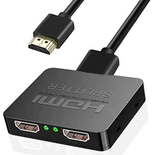 Répartiteur HDMI 1 entrée 2 sorties 4K 3D Adaptateur Distributeur HDMI 1 à 2 voies pour moniteurs doubles, hub câble 2 ports pour PS3/4, Xbox, Sky, DVD, HDTV, projecteur