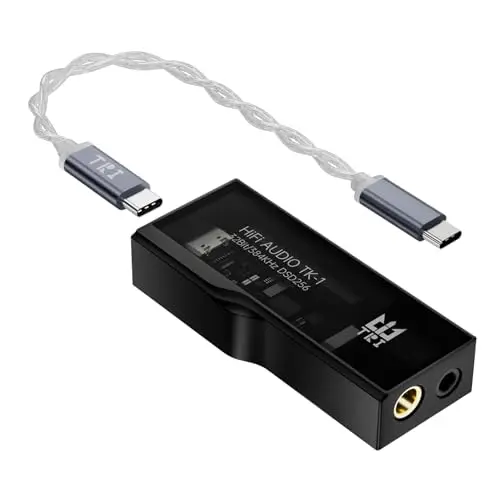 Yinyoo TRI TK1 Amplificateur de casque DAC portable à double puce CS43131 32 bits/384 kHz DSD256 pour audio Hi-Fi avec câble adaptateur USB-C vers USB-C pour prise de casque de 3,5 mm / 4,4 mm