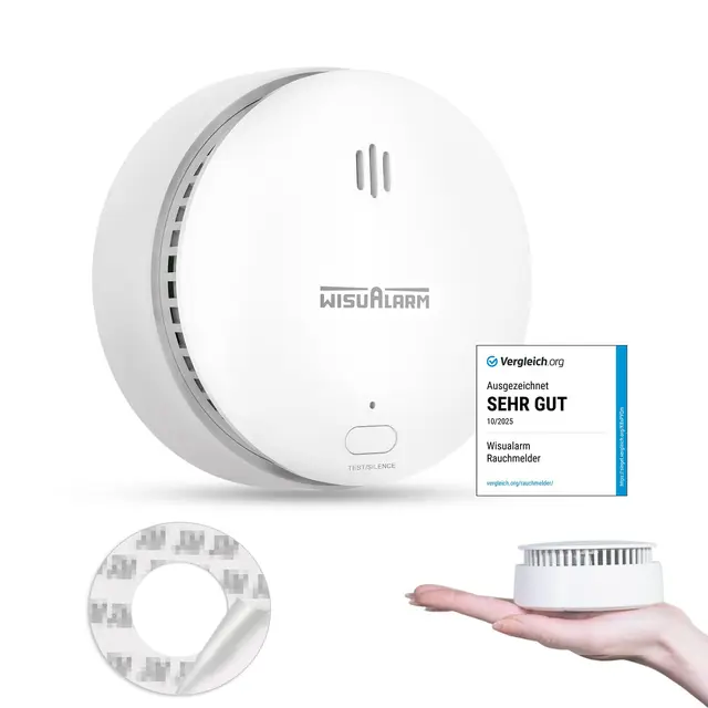 Détecteur de fumée, Détecteur d'incendie à Pile de 10 Ans, Détecteur de fumée pour la Maison, Détecteur de fumée avec Bouton Silence/Test, Conforme à la Norme en 14604 (1 Pack)