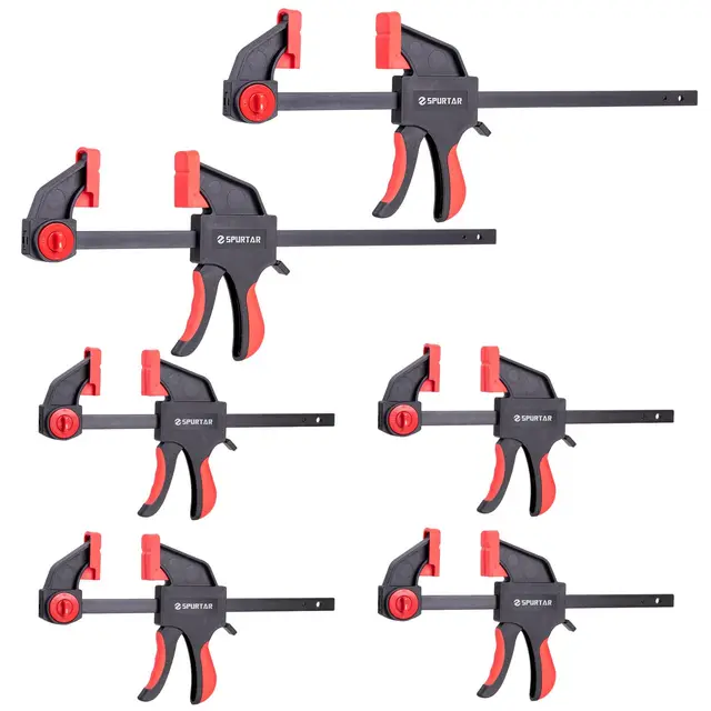 Spurtar Lot de 6 Serre Joint Menuisier de 150 MM et 300 MM - Serre Joint Rapide Libération Rapide - Pour le travail du bois, le travail du métal, l'artisanat, le bricolage, les projets ménagers