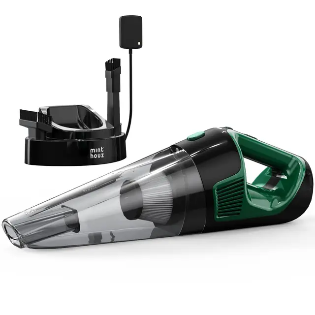 Minthouz Aspirateur A Main, Aspirateur De Table Puissant sans Fil 120 W, Charge Rapide, Autonomie De 30 Minutes, avec LumièRe LED, Convient pour La Maison, La Voiture, Le Bureau