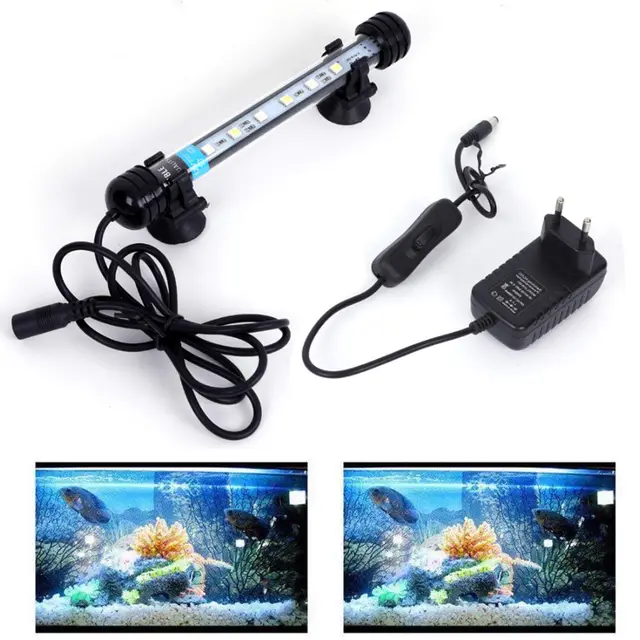 SolarNovo LED Éclairage Aquarium Lampe Tube Étanche Lighting Plongée A Economie D'energie Fish Tank Décoration RGB Couleur avec Télécommande (1.8 * 18cm, Bleu & Blanc)