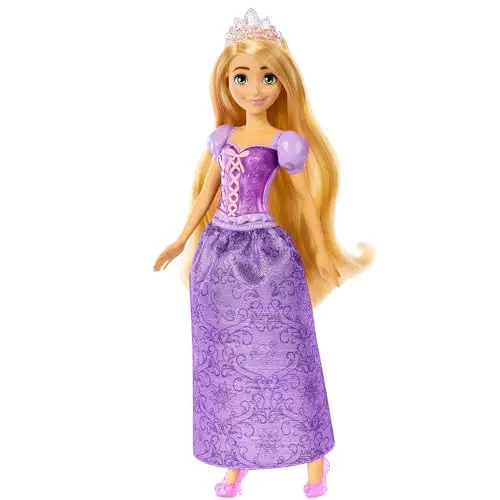 Mattel Disney Princesses Raiponce, Poupée Articulée Princesse , Inclus Une Tenue Du Film Scintillante, Couronne Diadème Et Accessoires De Poupée, Jouet pour Enfant de 3 ans et Plus, HLW10 HLW03
