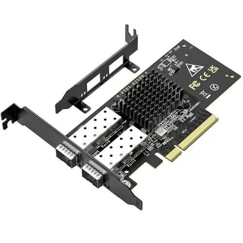 Carte Réseau 10Gb PCIe, Double Port SFP+ 10 Gbps, Carte 10G avec Puce Intel 82599 (X520-DA2), Adaptateur Ethernet LAN VIMIN 10G Compatible avec Windows 7/8/10/11/Linux/VMware, et PCI Express X8 & X16