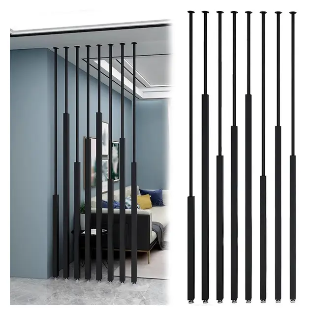 Moderne 8 Stück Sichtschutzwände aus schwarzem Eisen verstellbare mit HolzDesign stilvolle und praktische Trennwand für Büro und Heimdekoration keine Stanzen erforderlich.