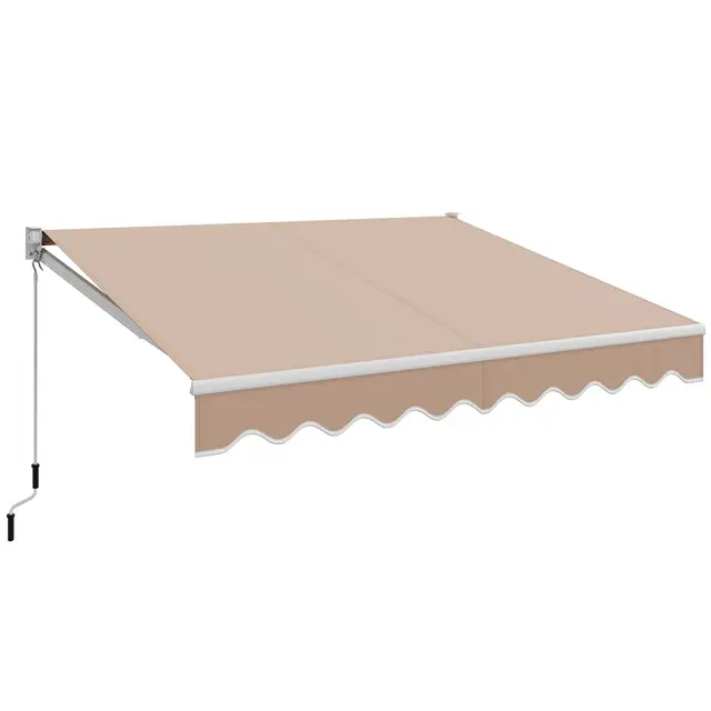RELAX4LIFE Store Banne Manuel Rétractable avec Manivelle, Auvent Balcon en Polyester Anti-UV, Cadre en Alu, Inclinaison 40°-100°, Store Banne pour Porte, Fenêtre, Terrasse (245 x 200 cm, Beige)