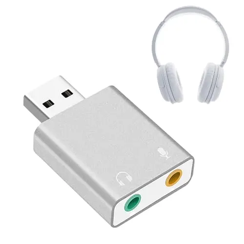 Externe USB-Soundkarte – Kunststoffgehäuse, 3,5-mm-Klinkenanschluss | Audio-Adapter mit Stereoausgang für Headset, Mikrofon, Lautsprecheranschluss am Laptop, Desktop, Musikaufnahmegerät