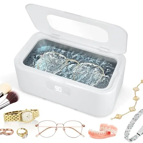 Nettoyeur Ultrasons, 49 kHz, 800 ml Nettoyage en Profondeur à 360°, Convient pour le Nettoyage des Lunettes, des Bijoux et des Prothèses Dentaires,Minuterie numérique,Acier inoxydable 304