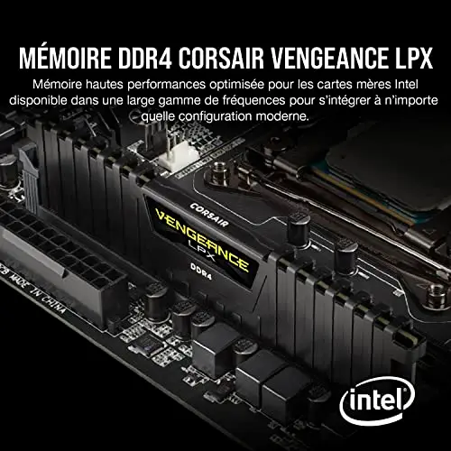 Corsair CMK16GX4M2B3200C16, Vengeance LPX 16Go (2x8Go) DDR4 Jusqu'à 3200MHz C16 XMP 2.0 Kit de Mémoire Haute Performance - Noir
