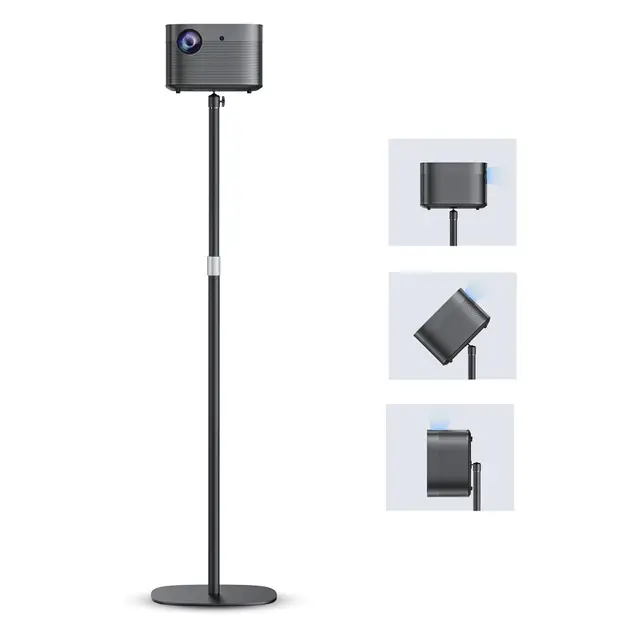 Support de Projecteur en métal, Hauteur réglable de 50 à 125cm avec Rotation d'angle à 360°, Peu encombrant, Supporte jusqu'à 5 kg, Compatible avec Projecteur, Appareils Photo et Plus Encore