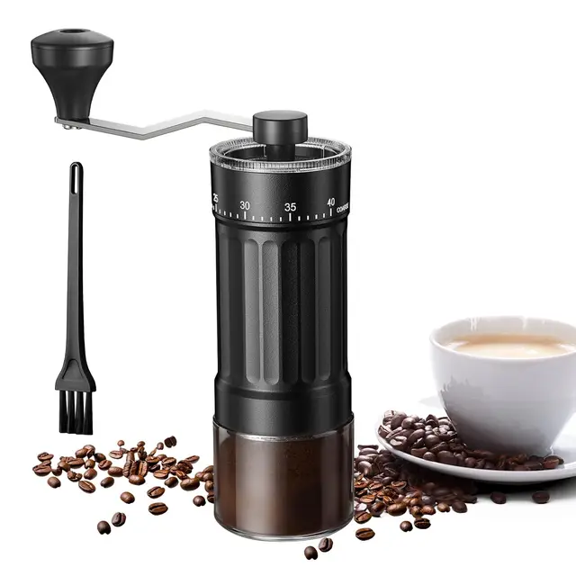 Broyeur à café manuel externe, réglable, portable, pour expresso, presse française pour expresso, double roulement - Capacité d'ajustement externe : 25 g