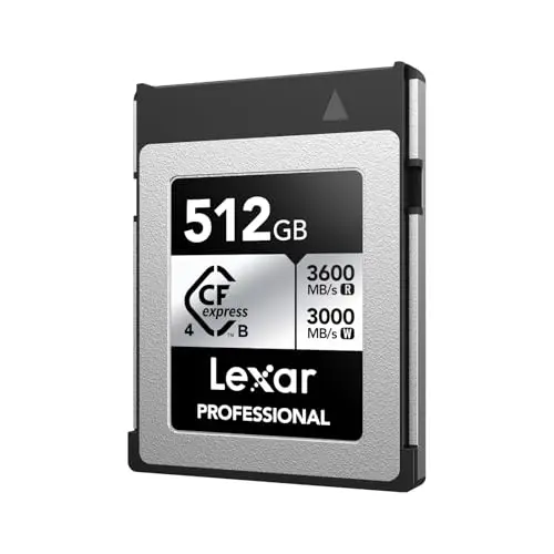 Lexar CFexpress 4.0 Type B Carte Mémoire 512 Go, jusqu'à 3600 Mo/s en Lecture, 3000 Mo/s en Écriture, pour Vidéo Raw 8K, Compatible avec DSLR, Rétrocompatible avec Les Appareils Photo XQD