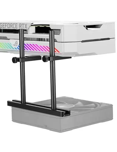 upHere GBS2 Support GPU Réglable,Glissière à Double Rail,Barre Double,Hauteur Adjustable pour Carte Graphique,Déplacement Latéral,Support Carte Graphique Verticale,Composants PC,Aluminium (128 mm)