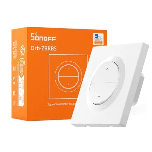 SONOFF Fusion, Interrupteur de Volets Intelligent Zigbee, Orb-ZBRBS(MINI-ZBRBS-E), Contrôle Pourcentage, Minuterie et Voix, Répéteur Zigbee, Compatible avec Home Assistant, Fil Neutre Requis