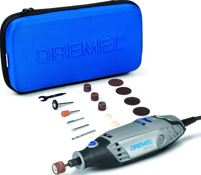 Dremel 3000 Outil Rotatif Multifonction 130W avec 15 Accessoires et 1 Sac, Vitesse Variable 10000-33000 tr/min pour Découper, Poncer, Percer, Nettoyer, Sculpter, Polir, Graver, Meuler