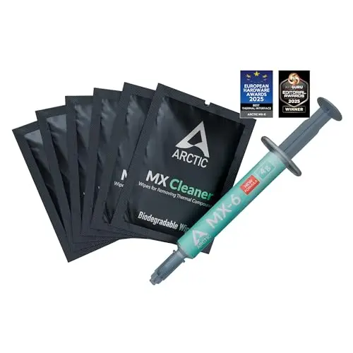 ARCTIC MX-6 (4 g, INCL. 6 MX Cleaner) - Ultime Performance Thermal Paste pour CPU, Consoles, Cartes Graphiques, Ordinateurs Portables, Pâte Thermique, Très Haute conductivité Thermique