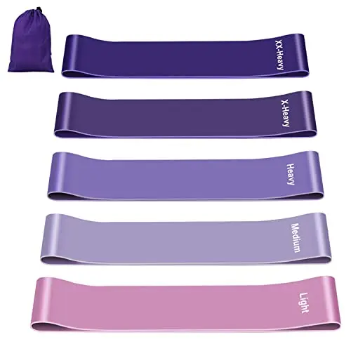 Fokky Élastique Musculation[Lot de 5], Bande Elastique Musculation avec 5 Niveaux de Force, Elastique Sport pour Fitness Pilates Yoga -Bande de Resistance Musculation avec Sac de Rangement