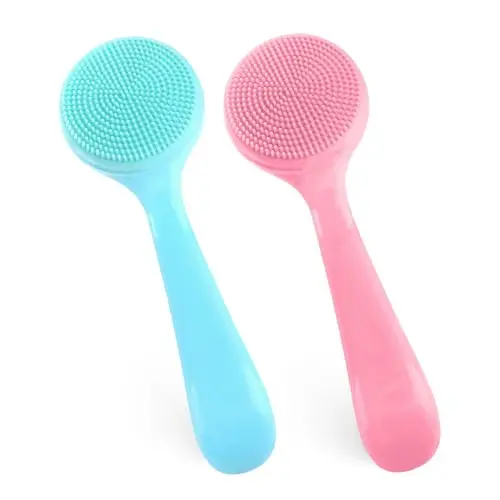 Manuelle Silicone Brosse Nettoyante Visage Avec Poignée 2 Pièces Brosse Nettoyante Exfoliante Brosse Faciale épurateur Brosse Nettoyage Visage Pour Le Nettoyage Pores Pour Tous Les Types Peau