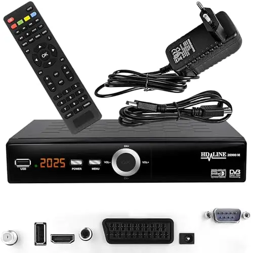 Hd-line 20900 Récepteur Satellite DVB S2 pour Satellites numériques Sat (DVB-S/S2, HDMI, SCART, 2 x USB 2.0, Full HD 1080p) (préprogrammé pour Astra Hotbird et Türksat)
