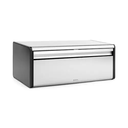 Brabantia Fall Front Boîte à Pain - Grande Boîte de Rangement pour le Pain, les Bagels, les Petits Pains - Design peu Encombrant avec Dessus Plat