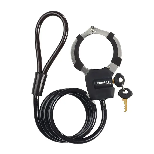 Master Lock Câble Antivol à Clef avec Menotte, 1m, Idéal pour vélos, trottinettes, poussettes et matériels sportifs