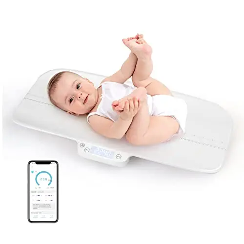 COSTWAY Pèse-bébé Numérique avec Contrôle Intelligent Charge 30 kg, Balance Précise à 2 g avec Fonction de Maintien et Tare Échelle 60 cm 4 Unités, pour Nouveau-né Animal de Compagnie