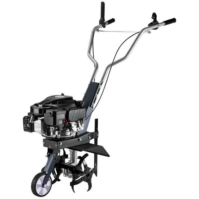 Wiltec Motobineuse 36 cm 2,5 KW 4 Fraises Lames Réservoir 0,8L Profondeur 25 cm Motoculteur Essence Moteur OHV Aérateur Scarificateur Travail Sol Ergonomique Outil Jardinage
