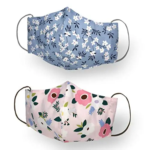 Kanguru Green Mask/Masque Faciale set de 2 pièces 100% coton, 2 couches, lavable, réutilisable adulte