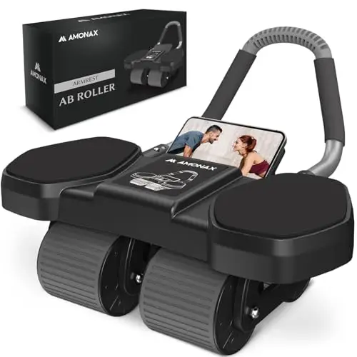 Amonax Roue Abdominale Convertible, Ab Roller Wheel, Roulette Abdominaux Exercice pour Abdominaux, Roue de Fitness pour Musculation Sport Maison Materiel pour Homme Femme