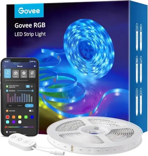 Govee Ruban LED 5m, WiFi Bande LED RGB Multicolore, App Contrôle, Mode Musique, LED Chambre Compatible avec Alexa et Google Home, Décor pour Maison Cuisine Salon Fête